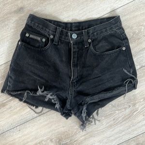 Perfectly worn vintage Calvin Klein high rise shorts black denim